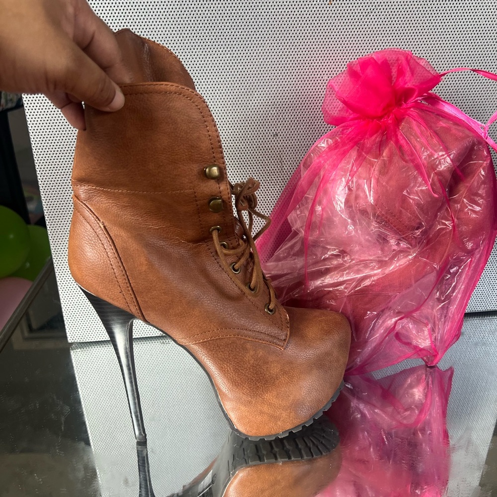 Tan Booties Heels